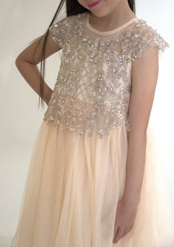 ANABELLA ceremony dress - Peach - Size: 120 cm (4/5 years)