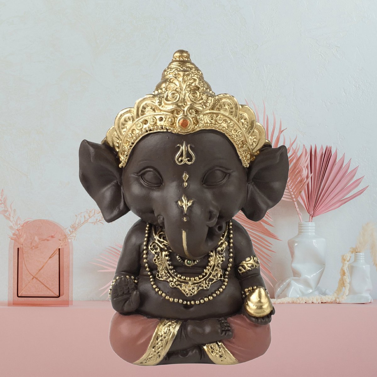 Statuette Ganesh 3 - Glücksbringer - Zen und Feng Shui Dekoration - Um eine entspannende und spirituelle Atmosphäre zu schaffen - Geschenkidee
