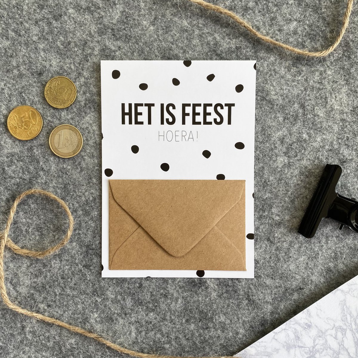 Geldkaart - Cadeaukaart - Het is feest, hoera!