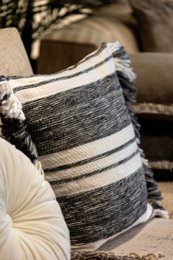 Dutch Decor EDGAR - Cushion 45x45 cm - 85% recycled polyester - Eco Line - Charcoal Gray - Anthracite, white