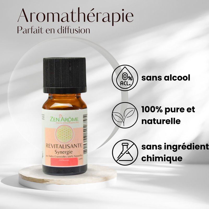 Synergy of essential oils - Revitalizing - 10 ml - Use for Diffusion - Packaged in France