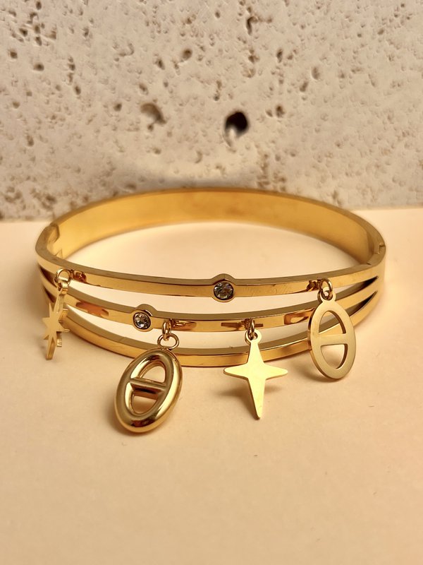 Stål charme stang armbånd