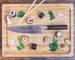 Kitchen accessories - KOTAI bamboo cutting board with juice groove and hidden handles - 40 x 30 x 2 cm