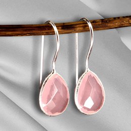 925 sterling zilveren rozenkwarts oorbellen - elegante edelsteen sieraden OHR925-102
