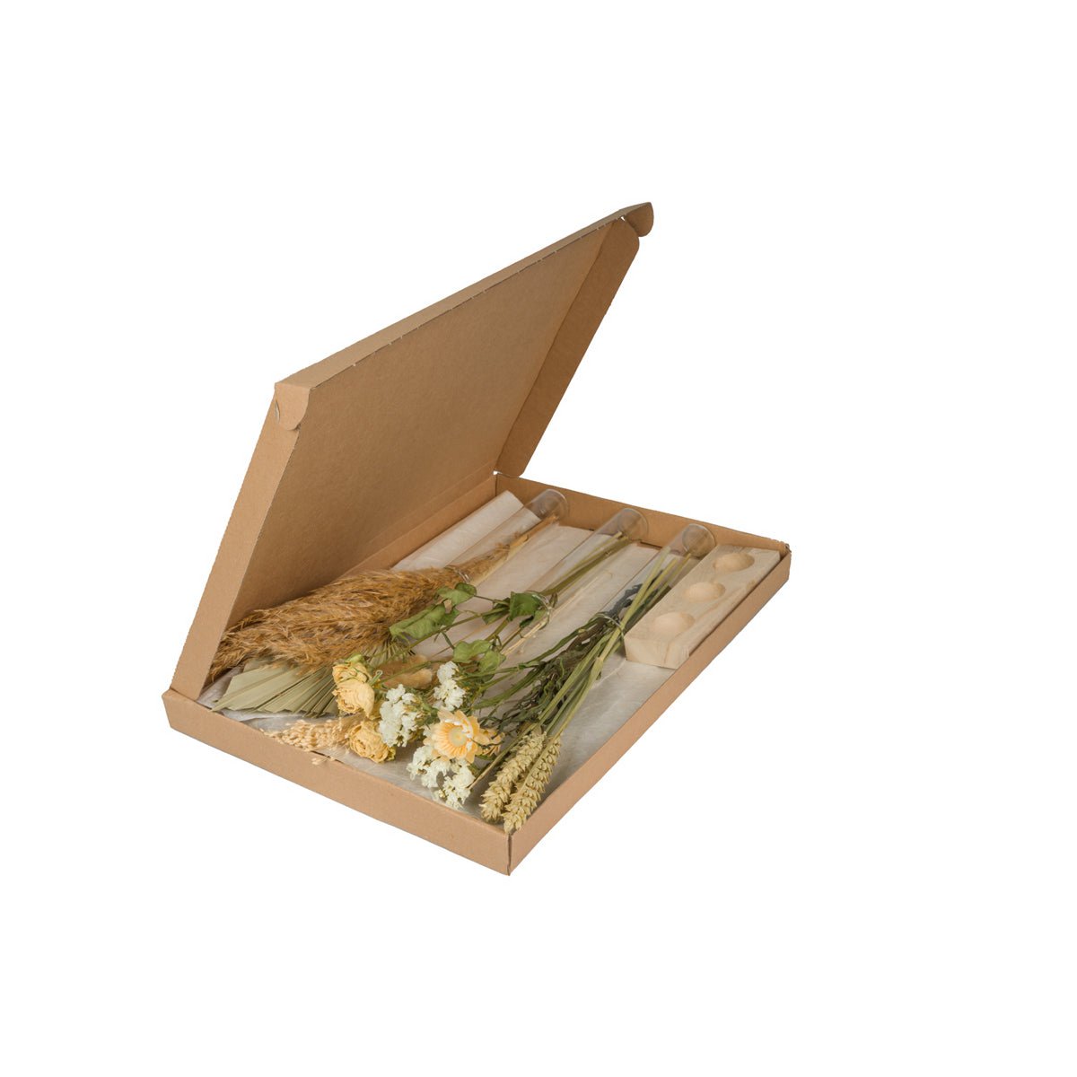 Geschenkbox - Trockenblumen im Briefkasten - Mit Vasen - Natur