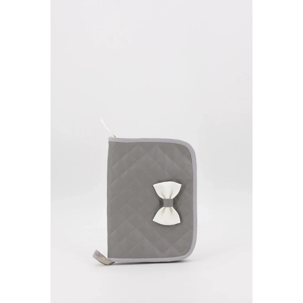 Porte-documents matelassé pour bébé avec nœud, gris