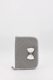 Porte-documents matelassé pour bébé avec nœud, gris