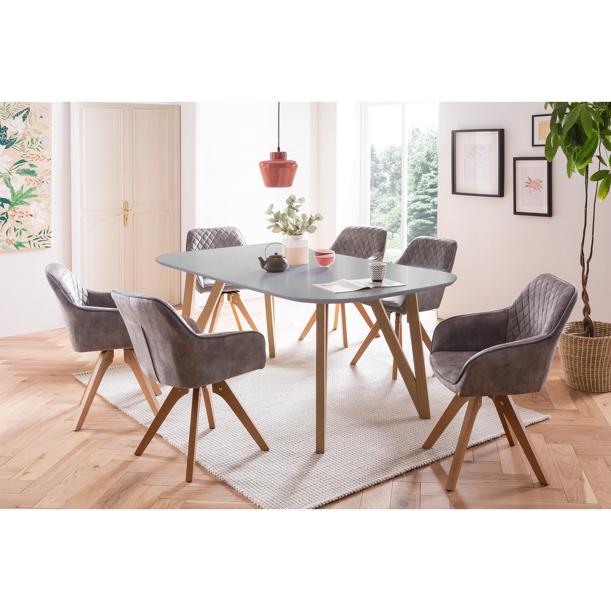 Fotel vintage aksamitny welur, szary