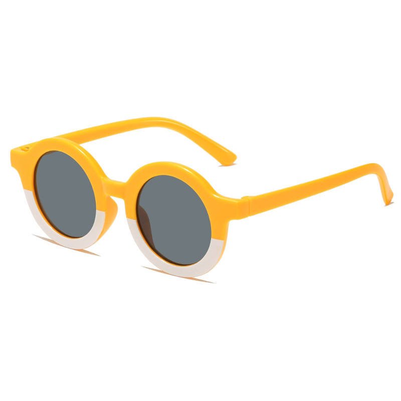 Baby and children's sunglasses UV400 round - Ocher yellow / White