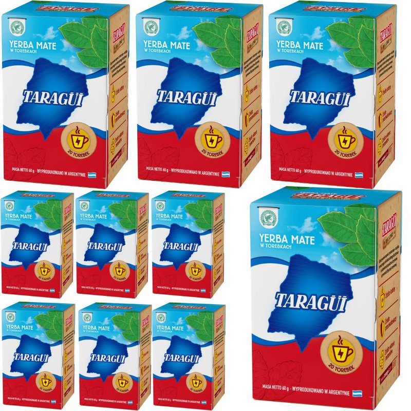 10 boxes x Taragui Mate Cocido (20 tea bags x 6grs each)