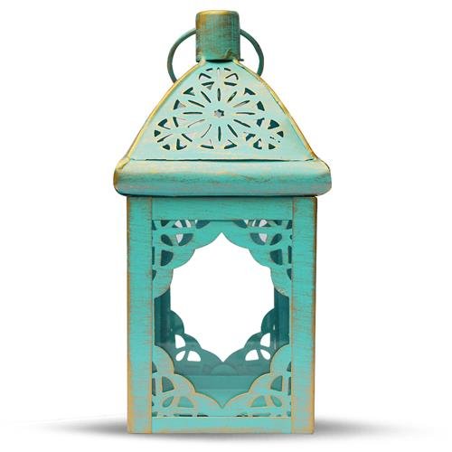Lanterne Oriental Chic Guld/Turkis 21 cm
