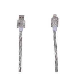 Câble USB à Lightning 1M en Strass Argenté - 10W