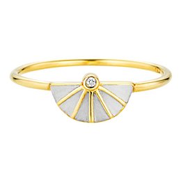 A statement ring in 925/- sterling silver with bicolor zirconia. Available in yellow color variants from size 050 (15.9) to 058 (18.5).