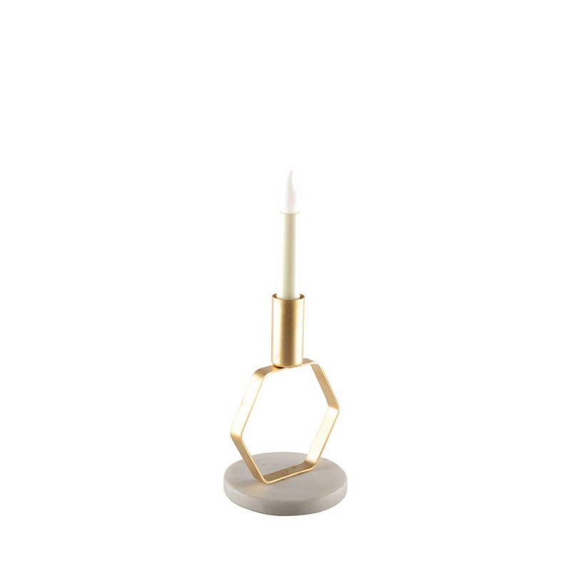 Mat Ecoto Golden Candle Holder Marble Support H.17 cm