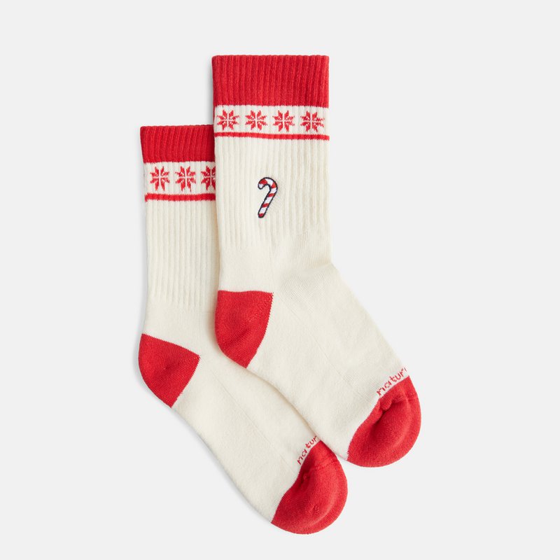 Organic socks Sweet Christmas - tennis socks with embroidered candy cane, Xmas