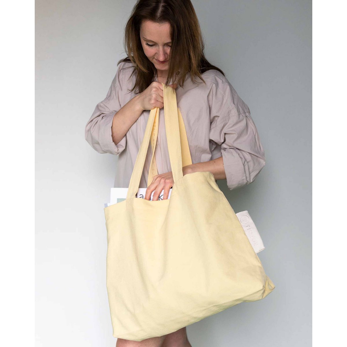 Rima canvas tas - pastel geel