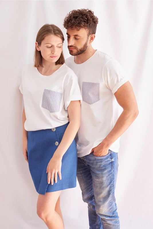 T-shirt pocket rayée