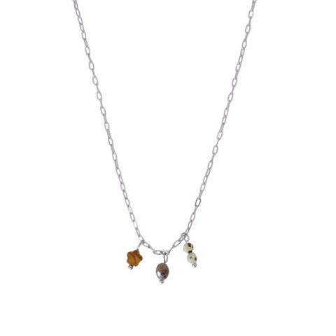 Halskette aus Jaspis und braunem Labradorit – Silber