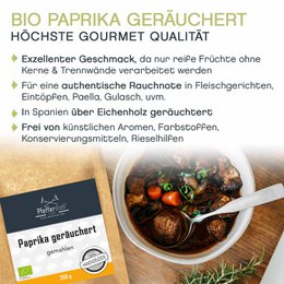 Røget paprika, stødt, sød, økologisk, 250g