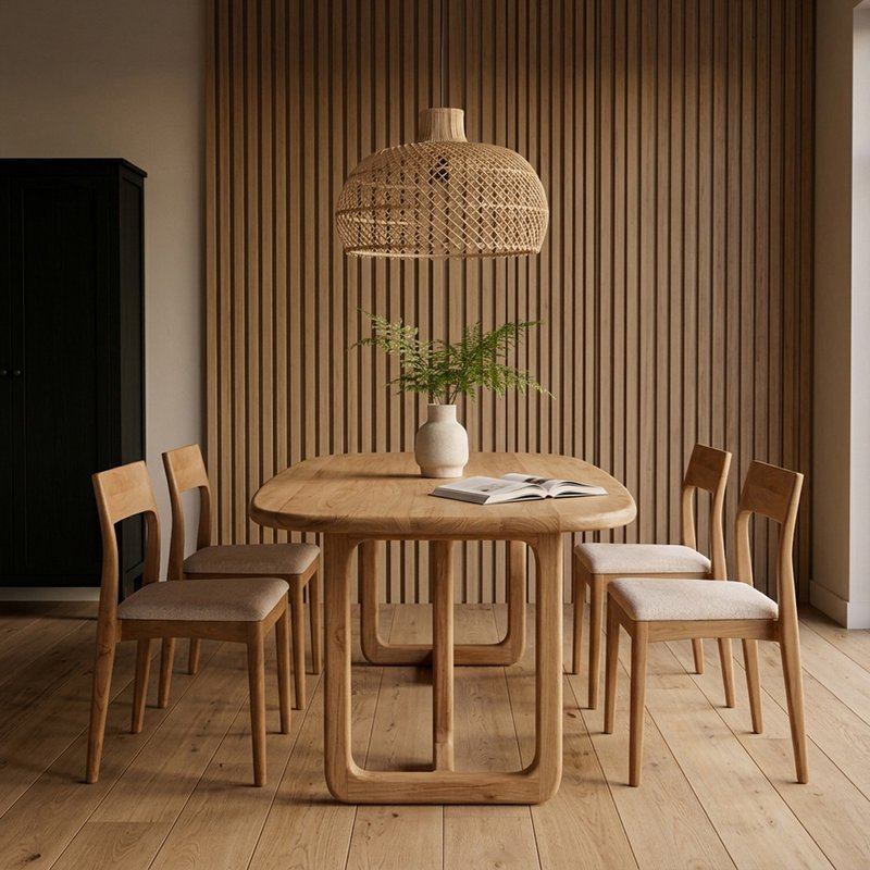 Sedia da pranzo in teak Freya - Crema