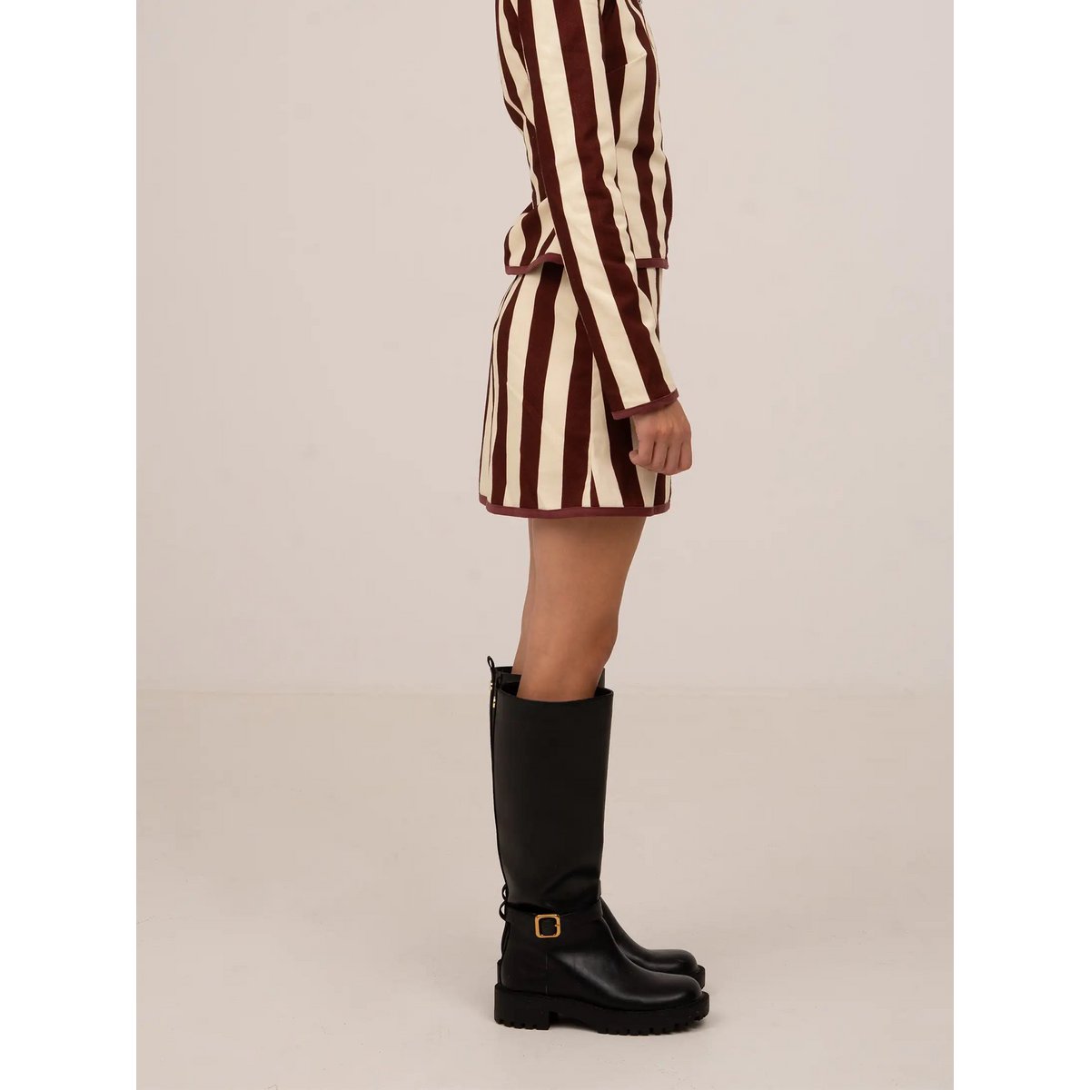 Whistle Burgundy stribet mininederdel
