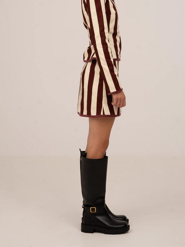 Whistle Burgundy stribet mininederdel