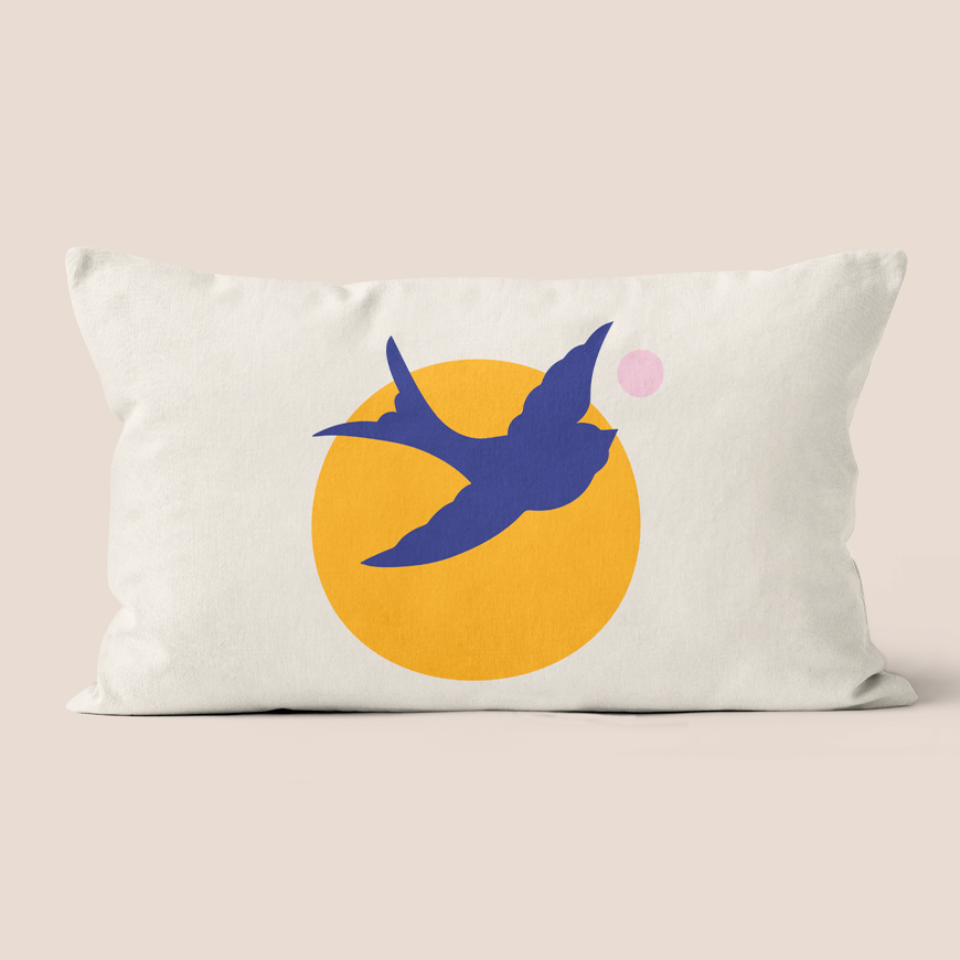 Yellow polyester bird decoration cushion 40x40cm 40x67cm - Philippine model