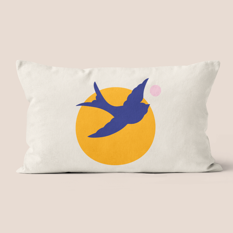 Yellow polyester bird decoration cushion 40x40cm 40x67cm - Philippine model