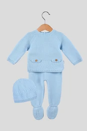 Ensemble bébé tricoté 3 pièces avec poches AGM-0507