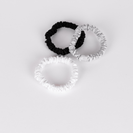 SCRUNCHIES - WHITE, BLACK & SILVER