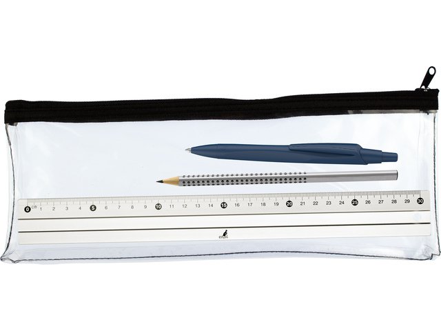 Etui Kangaro transparant 125x330mm, zwarte rits