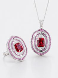 Pendentif fantaisie en cristal halo rouge rubis