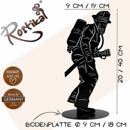Metalldeko Feuerwehrmann Figur schwarz matt pulverbeschichtet
