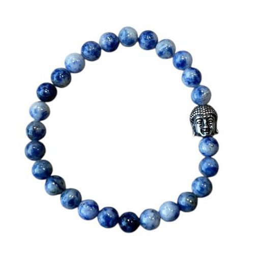 Damenarmband Sodalith 6 mm mit Buddha-Perle