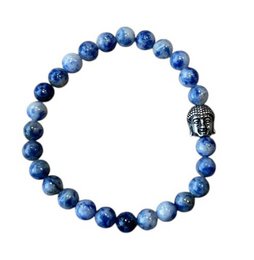 Damenarmband Sodalith 6 mm mit Buddha-Perle
