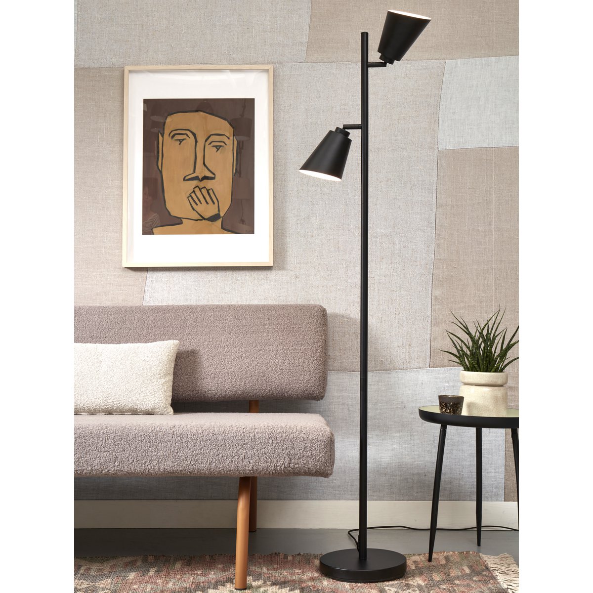 Vloerlampe Bremen 2-kap, sort