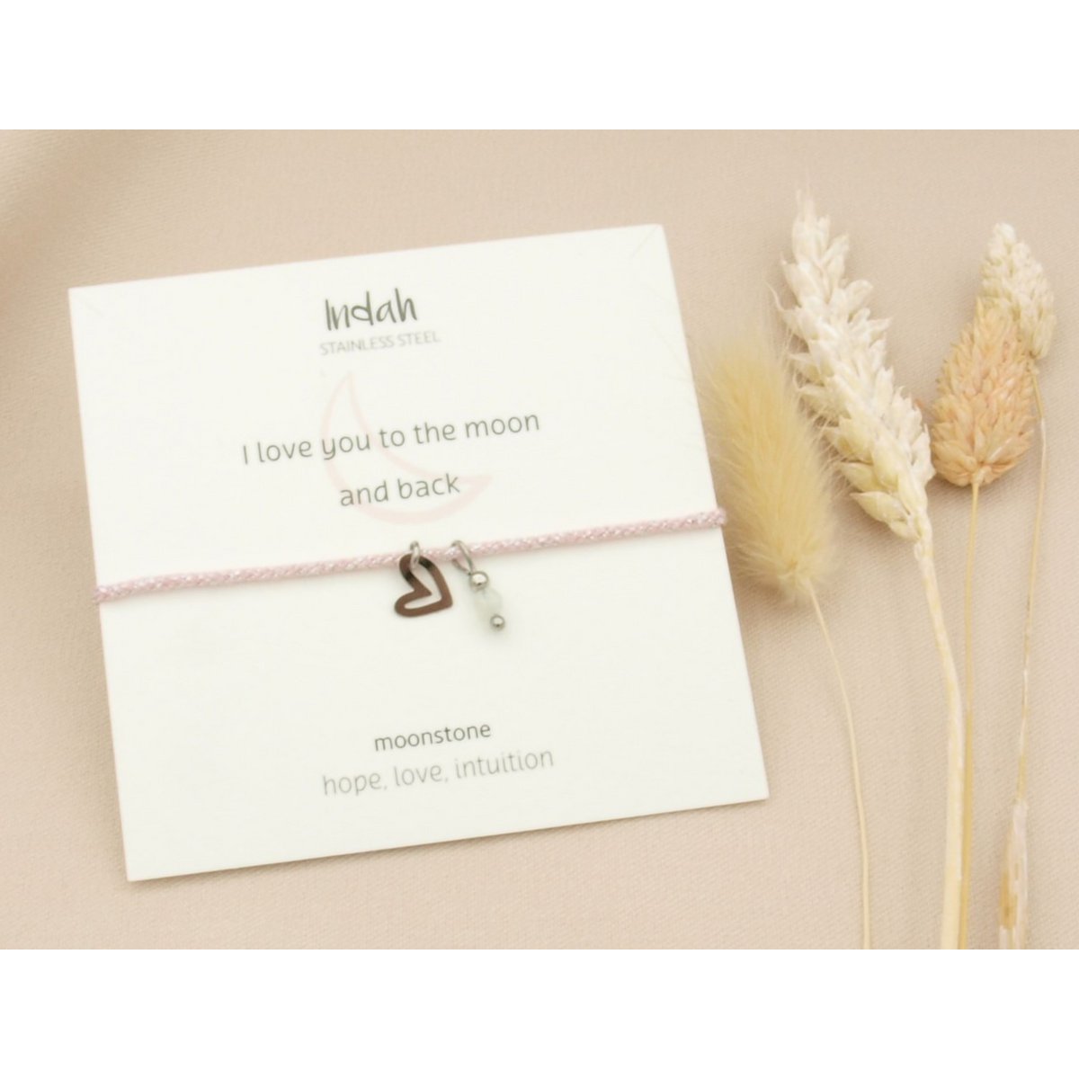 Armband rock, love maansteen, zilver en goud