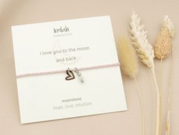 Armband rock, love maansteen, zilver en goud