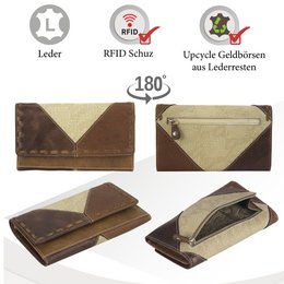 Sunsa women's wallet. leather purse. Wallet with RFID protection. Sustainable wallet made from leather scraps. Large women's wallet with many credit card compartments - wallet/purses for women the best gift idea.