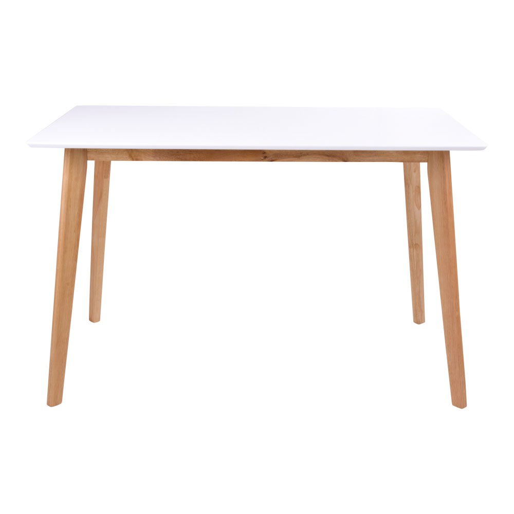 Vojens Eettafel - wit, natuurlijke houten poten, 70x120x75cm
