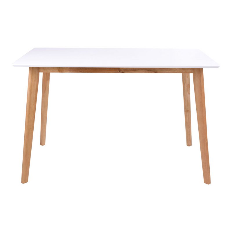 Tavolo da pranzo Vojens - bianco, gambe in legno naturale, 70x120x75 cm