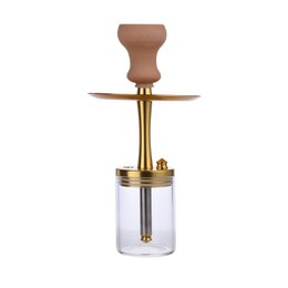 Chicha Komplettes Shisha-Set mit Silikonschlauch, Keramikkopf, Zange, Mundstück, Glassockel, Shisha-Komplettset Modern Gold