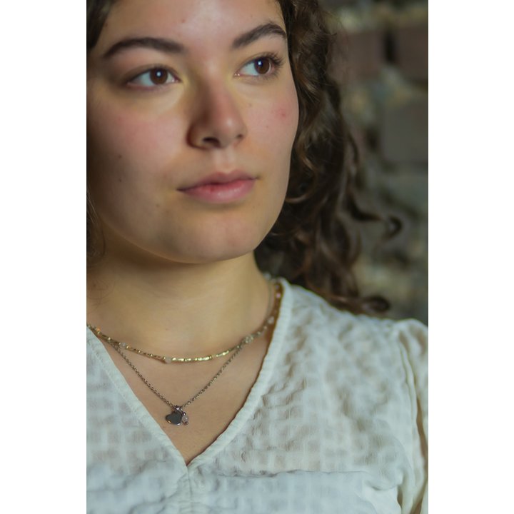 Ketting Fira morganiet en amethyst, zilver of goud roestvrijstaal