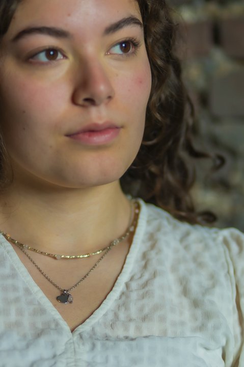 Ketting Fira morganiet en amethyst, zilver of goud roestvrijstaal