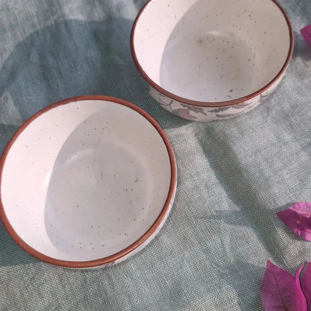 Serving Bowl | Handcrafted Stoneware Bougainvillea | Blue