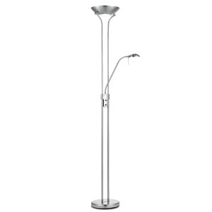 LED floor lamp with dimmable uplighter and reading lamp - Silver