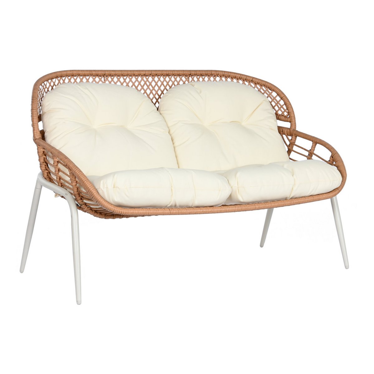 SOFA-SET 4 RATAN SINTETICO METALL 130X76X83 BEIGE MB212027