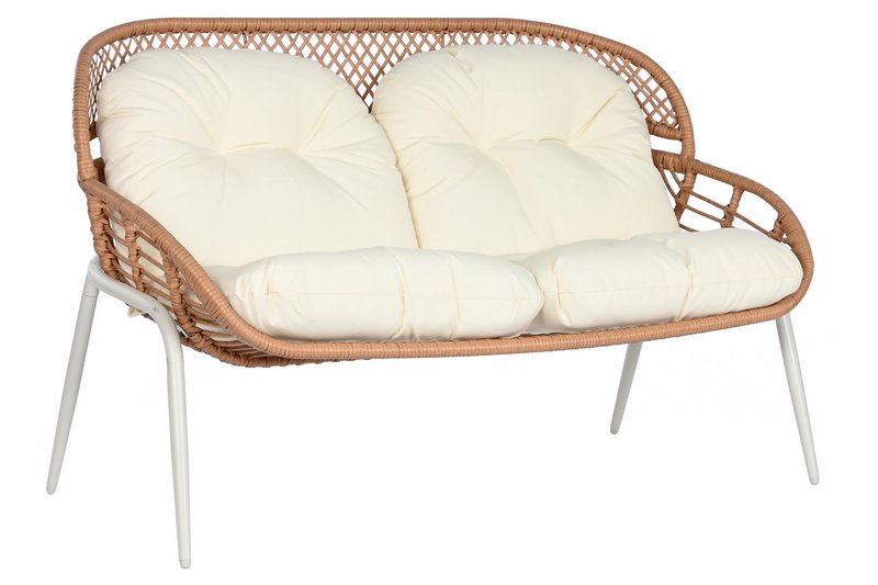 JUEGO SOFA 4 RATAN SINTETICO METAL 130X76X83 BEIGE MB212027