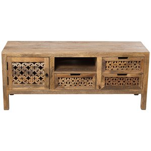 MUEBLE TV MADERA DE MANGO C/PUERTA Y 3 CAJONES _120X40X50CM ST37667