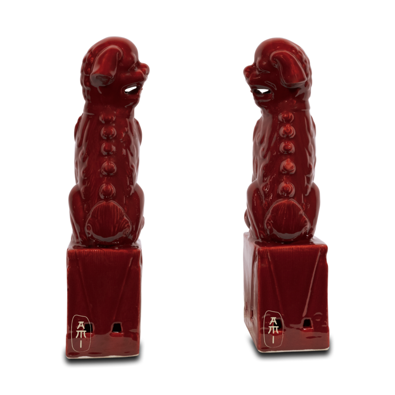 Red fu dog set